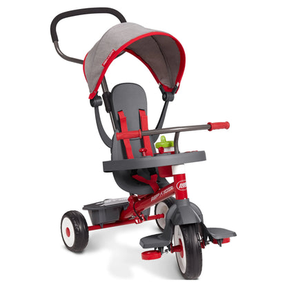 Radio Flyer, 4-in-1 Stroll 'N Trike with Activity Tray, Red & Gray, Convertible Tricycle