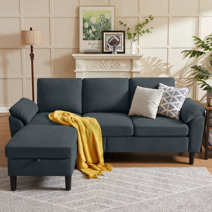 Pingliang Home Sectional Sofa Couch with Storage Ottoman,Modern 3 Seat L Shaped Sofa Couch for Living Room Apartment Studio Office