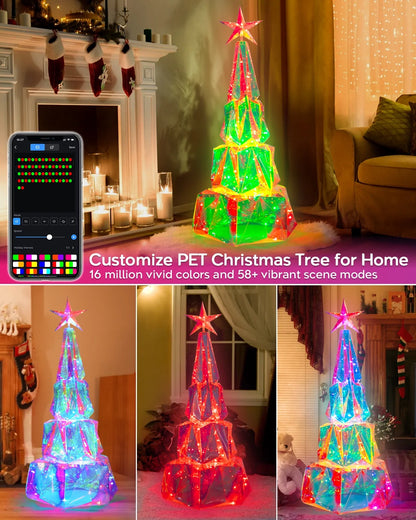8FT 191 LED Christmas Cone Tree Smart Light with 58 Modes DIY Timer Remote Dimmable Artificial Christmas Tree for Porch Yard Patio Indoor Outdoor Xmas Holiday Decor