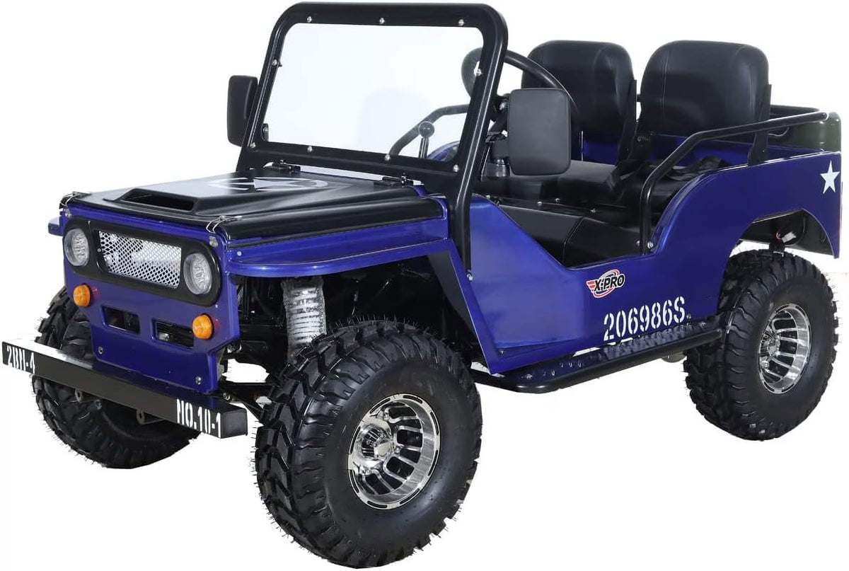 X-Pro 125cc Jeep Go Kart, 3-Speed Semi-Automatic Transmission w/Reverse, Big 18" Aluminum Rim Wheels