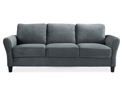 Lifestyle Solutions Alexa Sofa with Rolled Arms, Gray Fabric