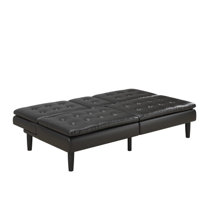 Mainstays Memory Foam 71.5" Futon with Cupholder and USB, Black Faux Leather