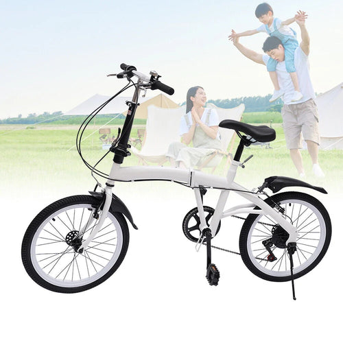 DENEST 20 Inch 7-Speed Bicycle Adult Road Bike Carbon Steel Folding Bike Double V-Brake