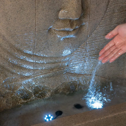 A&B Home 39 Inch High Sandstone Buddha Water Fountain with Light, Large Buddha Fountain Outdoor