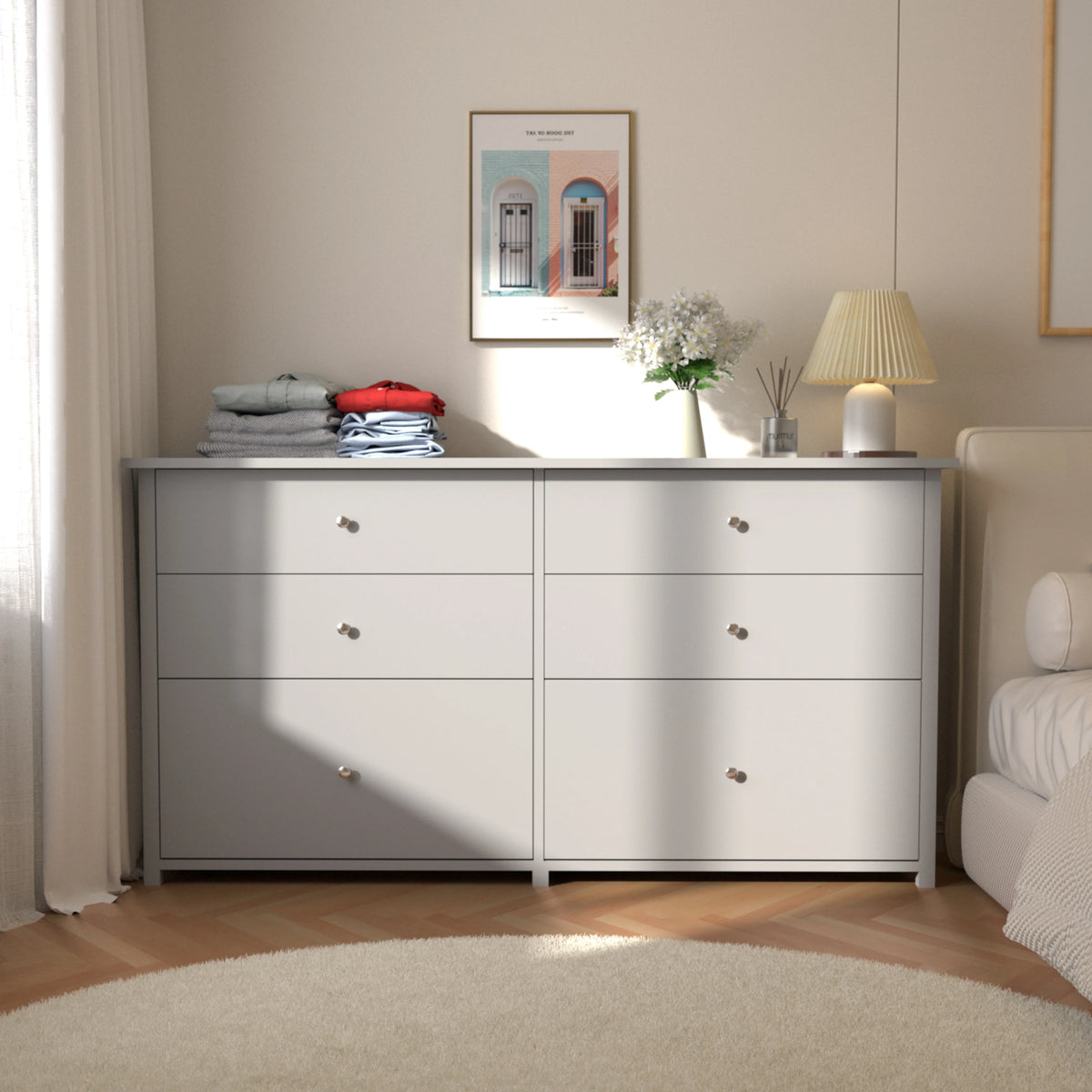 VEIKOUS Oversized 5-Drawer Dresser Chest, Large Storage Dresser for Bedroom Storage, Oak
