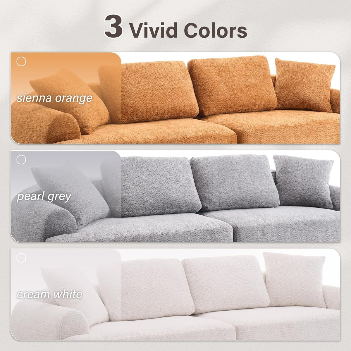 Loveseat Sectional Sofa for Living Room, 65’�?Modern Luxury Plush Chenille Extra Deep Seat Curved Cloud Floor Couch with 3 Throw Pillows for Small Spaces, No Assembly Needed, Sapphire Blue