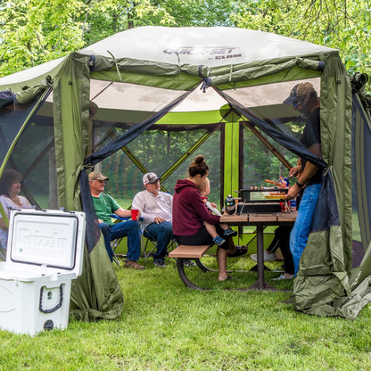 CLAM Quick-Set Pavilion 12.5 x 12.5' Portable Outdoor Canopy Shelter, Green