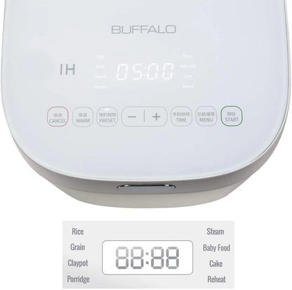 Buffalo White IH SMART COOKER, Rice Cooker and Warmer, 1 L, 5 cups of rice, Non-Coating inner pot, Efficient, Multiple function, Induction Heating (5 cups)