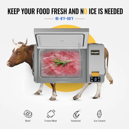 BougeRV Portable Car Refrigerator CRPRO 21 Qt, 12 Volt Fridge Compressor Freezer with -8℉~50℉ Cooling Range, 12V/24 DC & 110-240 AC for RV Truck Vehicle Boat Outdoor & Home Use Black