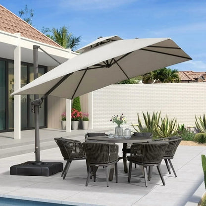 PURPLE LEAF Outdoor Cantilever Umbrella 10' X 13' Rectangle Umbrella Large Patio Umbrella Windproof Heavy Duty Hanging Offset Umbrella for Garden Outdoor Pool, Dark Grey