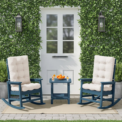 KINGYES HDPE Outdoor Rocking Chairs Set of 2,HDPE Patio Rocker for Porch,Black