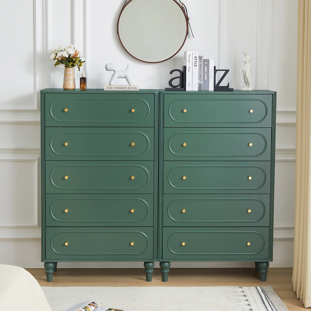 YOCWO 3 Drawer Nightstand, Classic Chest of Drawers with Arc Edge, Walnut
