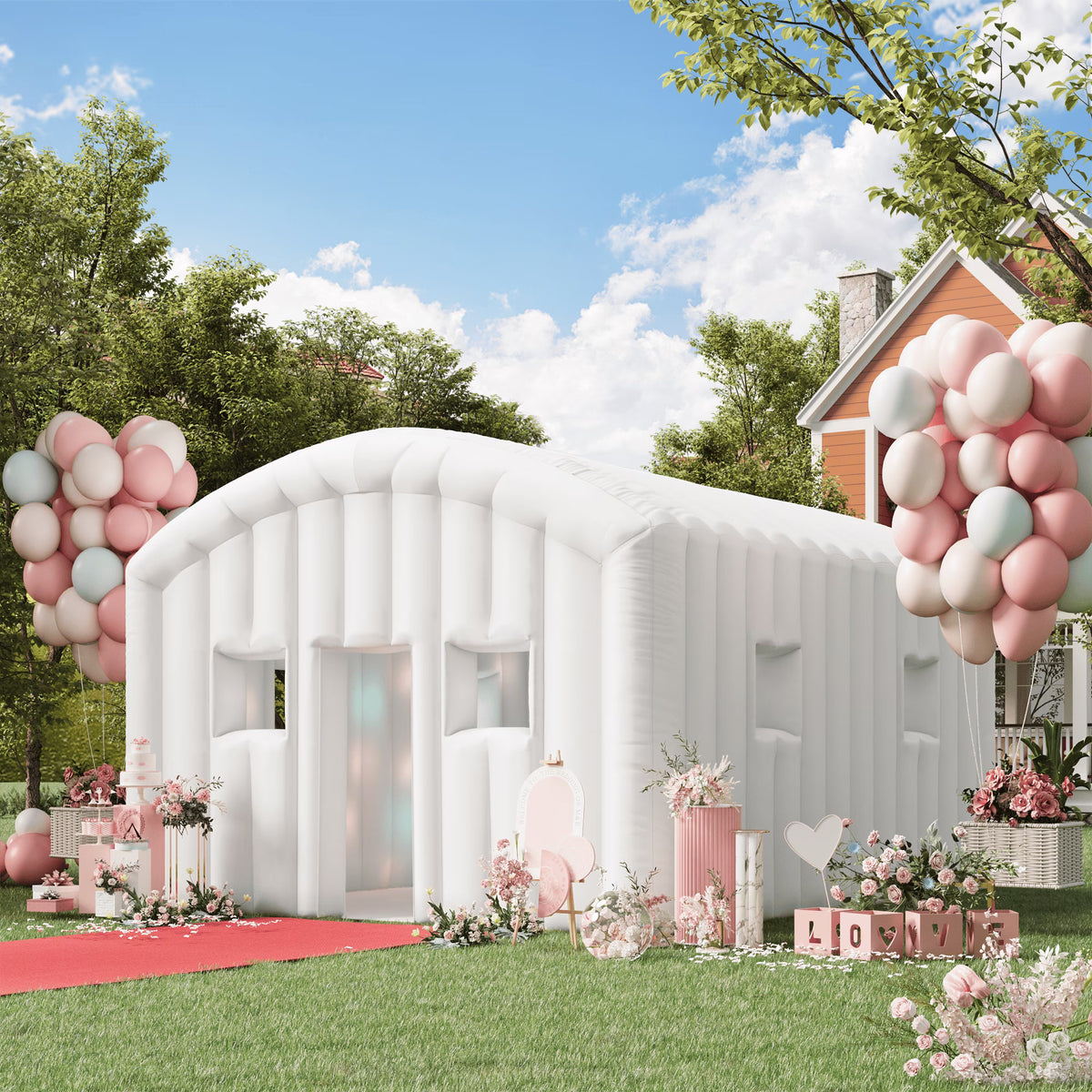 EROMMY Inflatable Nightclub 20x16.5x12 Ft, Inflatable Party Tent with 950w Blower, Inflatable Club Tent for Birthday Party Wedding Backyard Rental Business, Black