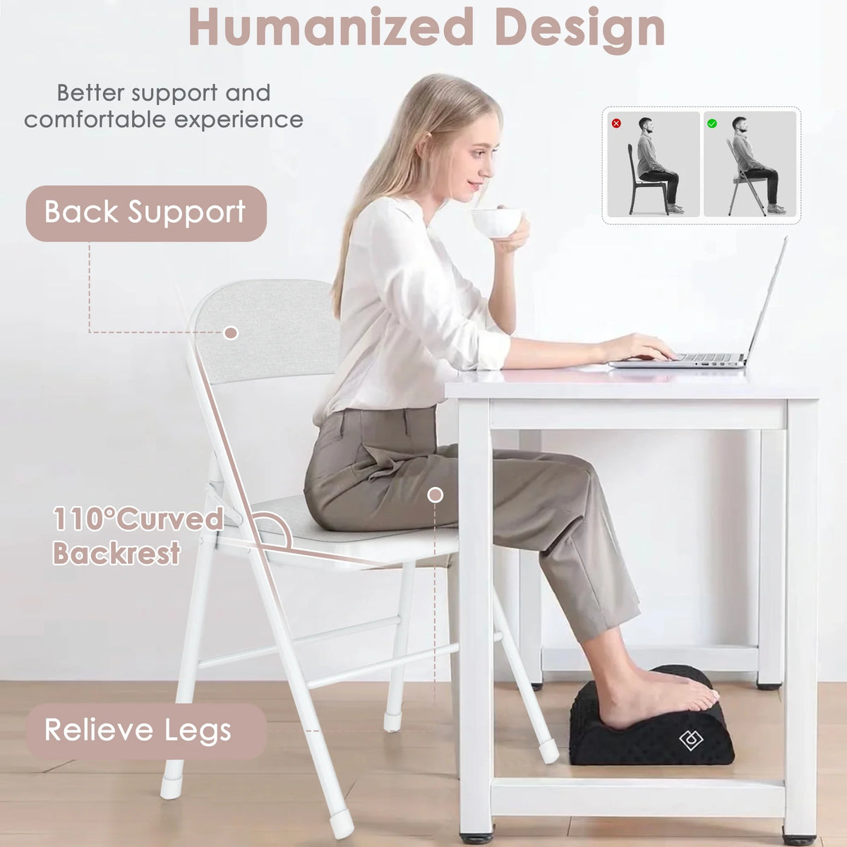 VECELO Set of 4 Folding Chairs, Fabric Dining Chair Set with Padded Cushion and Back, Indoor Outdoor Upholstered Seat with Metal Frame for Home Office Events Wedding Party, Orange