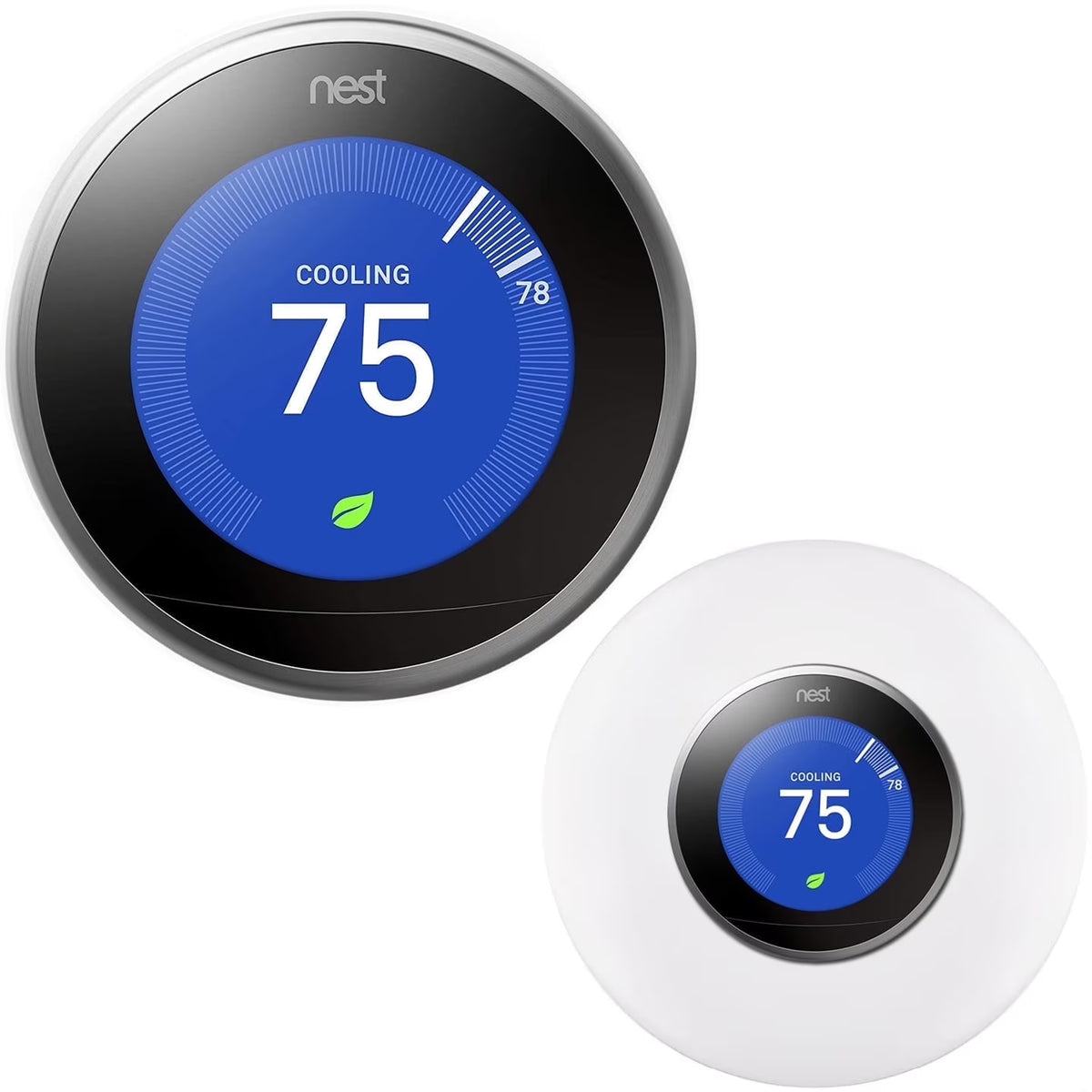 Google Nest Learning Smart Thermostat - 3rd Generation - Stainless Steel T3007ES Bundle with Deco Essentials Wall Mount Plate Cover Kit for Google Nest Thermostat