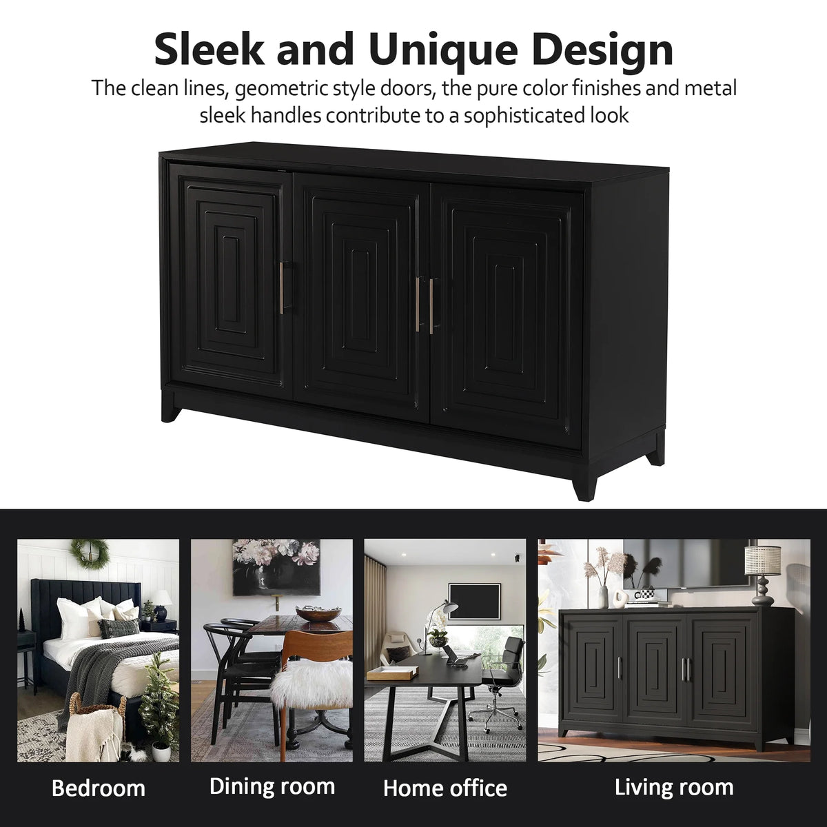 Euroco Modern TV Stand with Adjustable Shelves & Solid Wood Legs �C Media Console Cabinet with Storage for Living Room or Bedroom