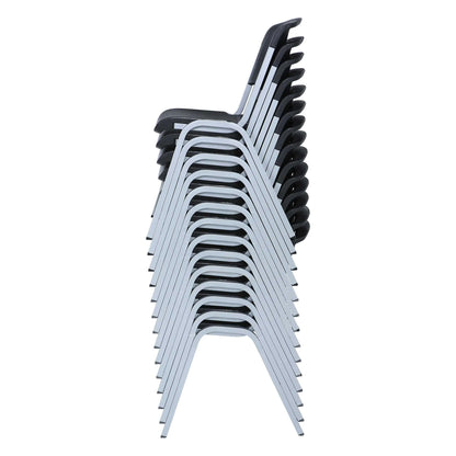 Lifetime Steel Framed Indoor/Outdoor Commercial Grade Stacking Chairs, Black & Silver, (Set of 14) 80569