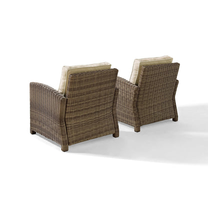 Crosley Brands Bradenton 2Pc Outdoor Wicker Chair Set Sand/Weathered Brown - 2 Arm Chairs