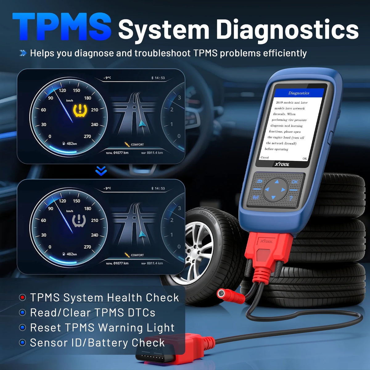 XTOOL TP150 TPMS Pr0gramming Tool, TPMS Relearn Tool, Activate/Relearn All Known TPMS Sensors (315/ 433MHz), Program XTOOL TS100 Sensors, TPMS Reset Diagnosis Tool