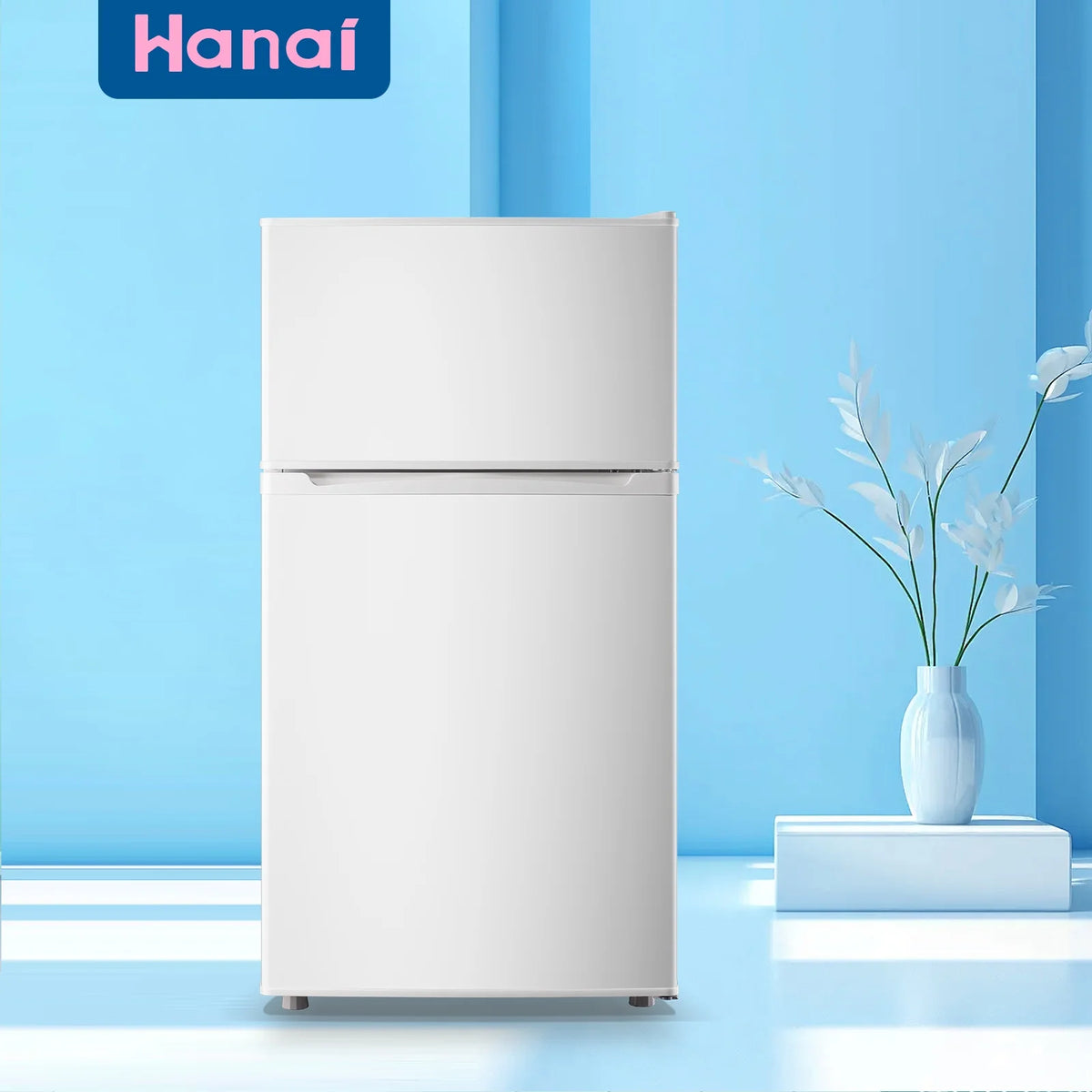 WANAI 3.5 Cubic feet Small Refrigerator with Freezer on Top Double Door Mini Fridge New White