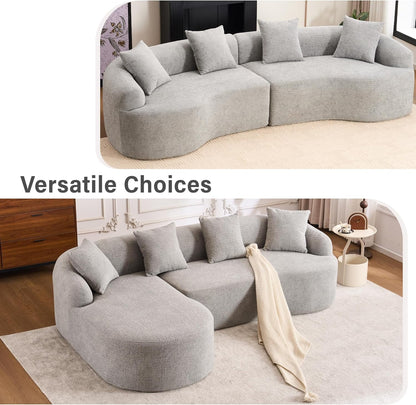 Loveseat Sectional Sofa for Living Room, 65’�?Modern Luxury Plush Chenille Extra Deep Seat Curved Cloud Floor Couch with 3 Throw Pillows for Small Spaces, No Assembly Needed, Sapphire Blue