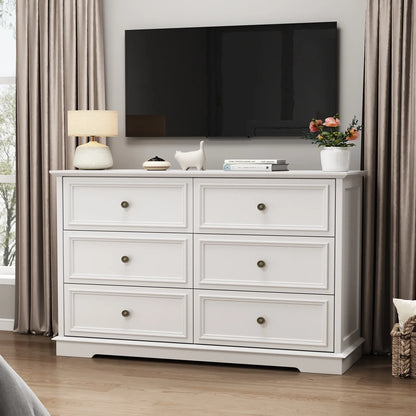 IDEALSOUL Black Dresser,6 Drawer Dresser for bedroom,Retro Wood Storage Cabinet for Living Room