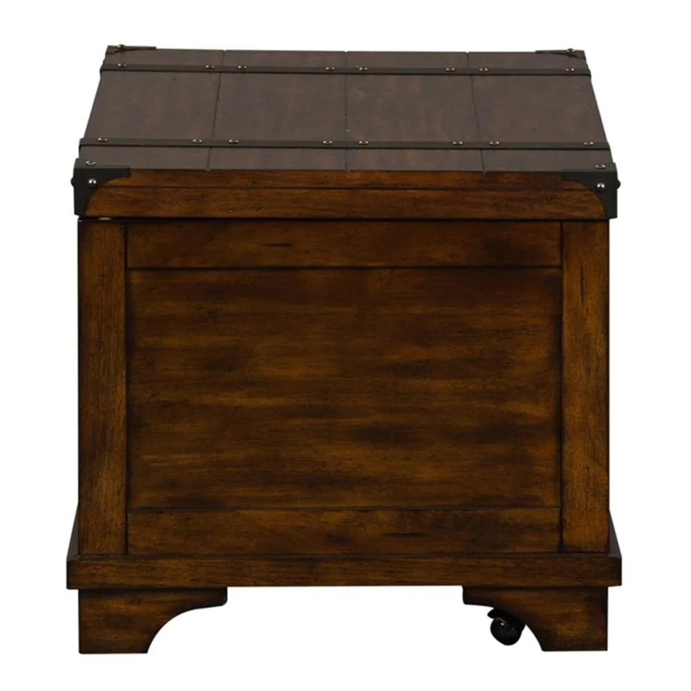 Pemberly Row Rustic Wood Storage Trunk in Brown
