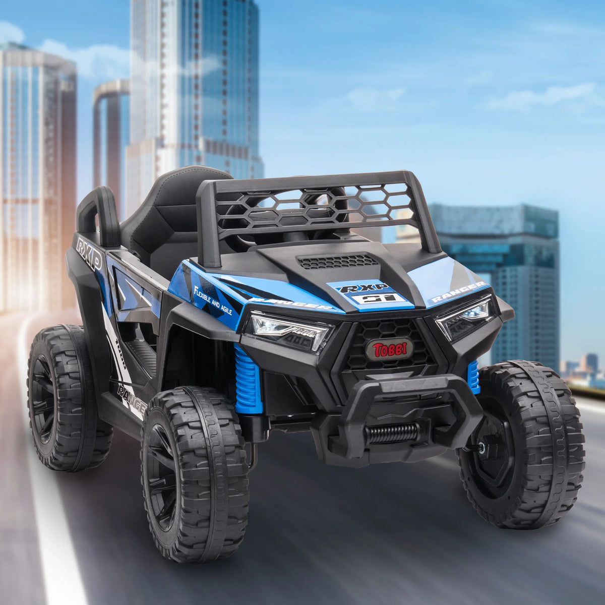 TOBBI 12V Kids Electric off-Road UTV Truck Car Battery Powered Ride on Toys for Girls with LED Headlights, Music, Horn