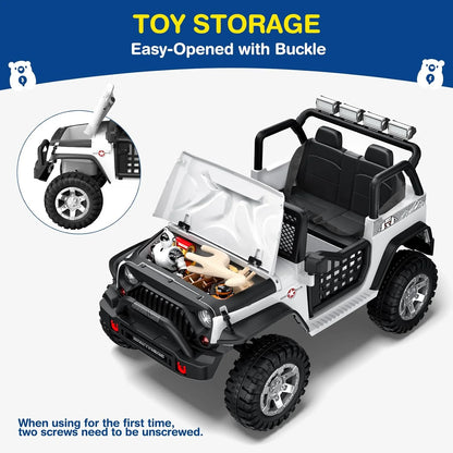 L8 Ride On Car, 2 Seater, 12V Kids Electric Car w/Remote Control, 4-Wheel Suspension, Bluetooth Speaker, Multi Music Modes, 3 Speeds, LED Lights, Xmas & Birthday Gift Ideas for Kids Ages 3+