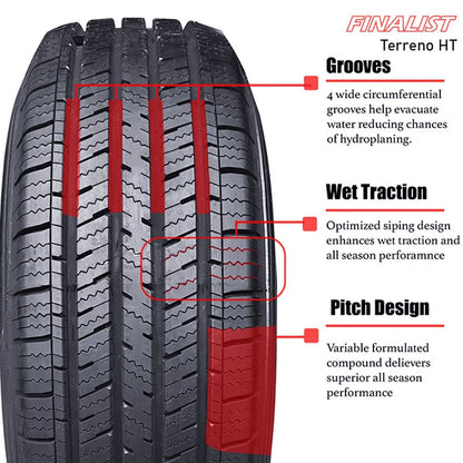 Finalist Terreno H/T LT265/70R17 10 Ply 121S Load Range E SUV Light Truck All Season Highway Terrain Tire 265/70/17 (Tire Only)