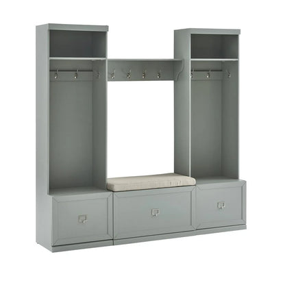 Crosley Furniture Harper 4Pc Entryway Set White - Bench, Shelf, & 2 Hall Trees