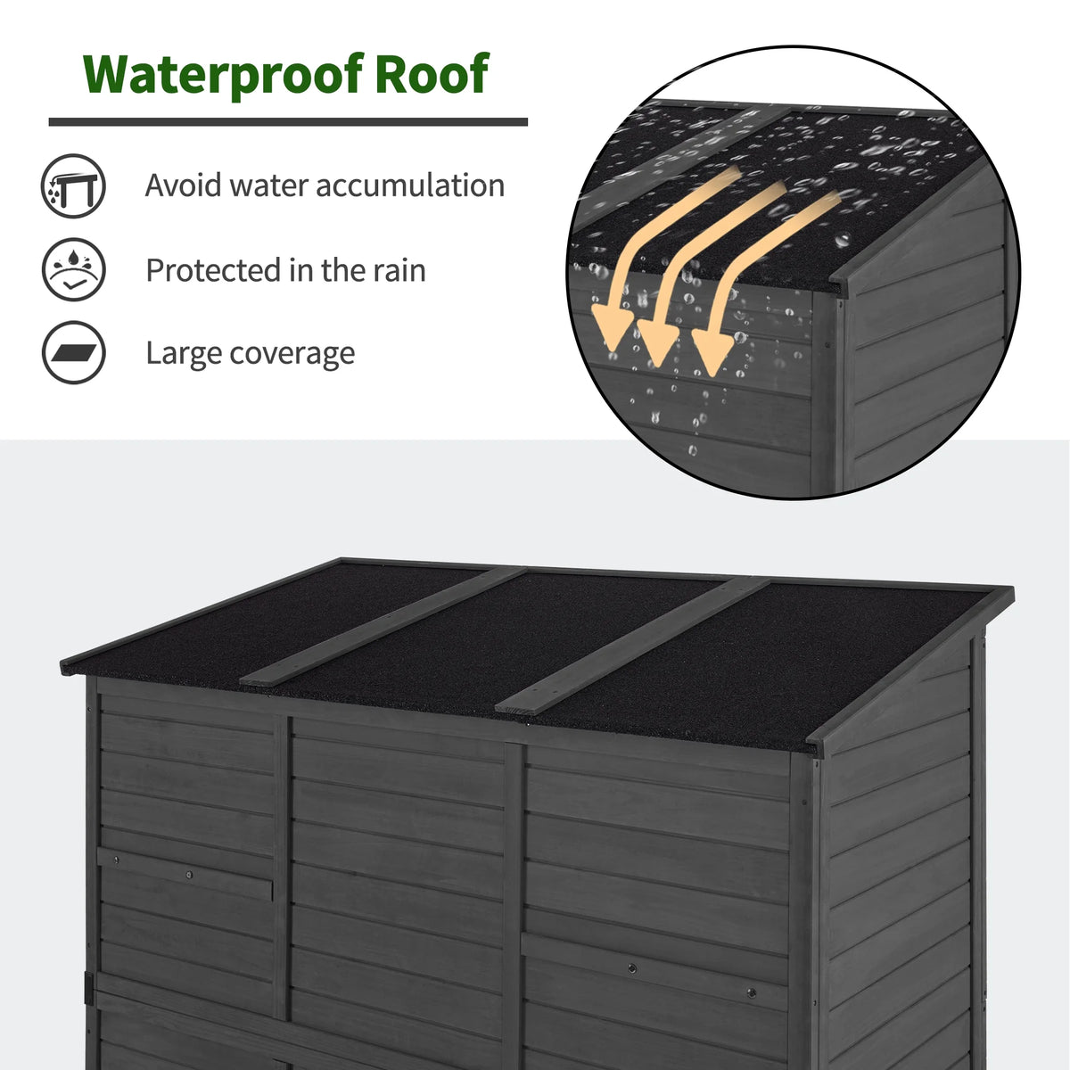 MCombo Large Outdoor Storage Shed with 6 Shelves, Outside Tool Wooden Storage Cabinet, 1738