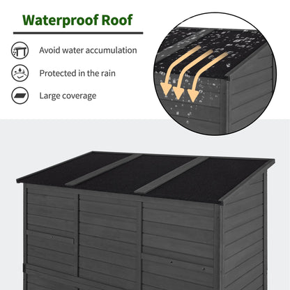 MCombo Large Outdoor Storage Shed with 6 Shelves, Outside Tool Wooden Storage Cabinet, 1738