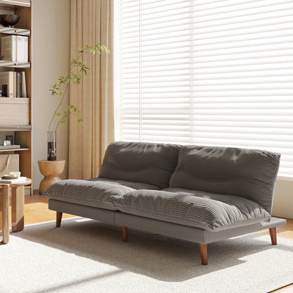 NYBOPAVIS 69" Futon Convertible Sofa Bed, Corduroy Loveseat Sofa Couch for Small Space Green