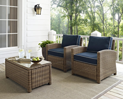 Crosley Brands Bradenton 2Pc Outdoor Wicker Chair Set Sand/Weathered Brown - 2 Arm Chairs