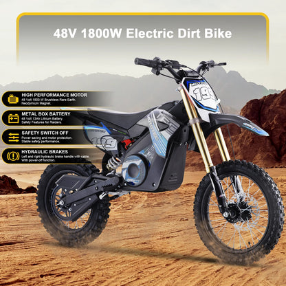 MotoTec 48v Pro Electric Dirt Bike 1800w Lithium Green