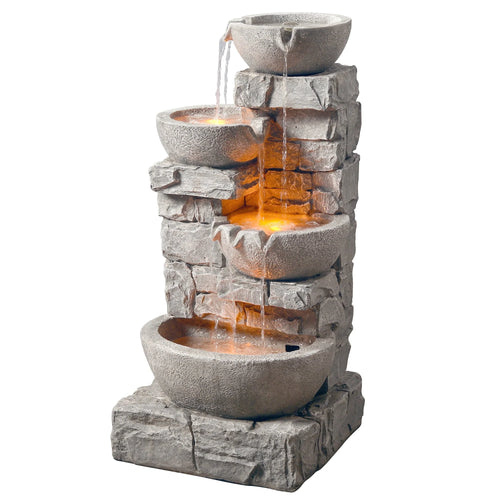 Teamson Home 33.25" Floor Water Fountain with LED Lights, Gray
