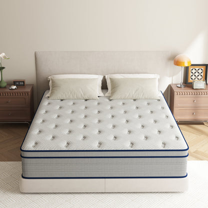 Twin Size Mattresses, 12 Inch Hybrid Memory Foam Individual Pocket Springs Twin Bed Mattress in a Box with Pressure Relief, Motion Isolation, CertiPUR-US, 100 Nights Trial