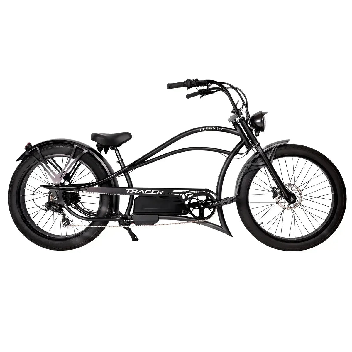 Tracer Legend GT7 Cruiser Chopper E-bike, 1000W Motor, 7 Speed, Disc Brake, for Men, Matte Black