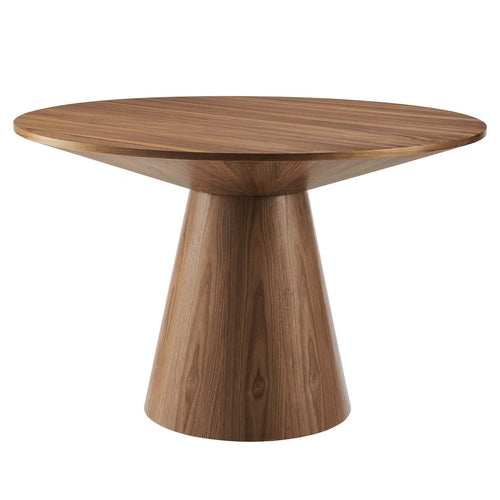 47 Inch Dining Table, Walnut, Wood, Round, Kitchen Cafe Bistro Hospitality Restaurant, Modern Contemporary HB34409
