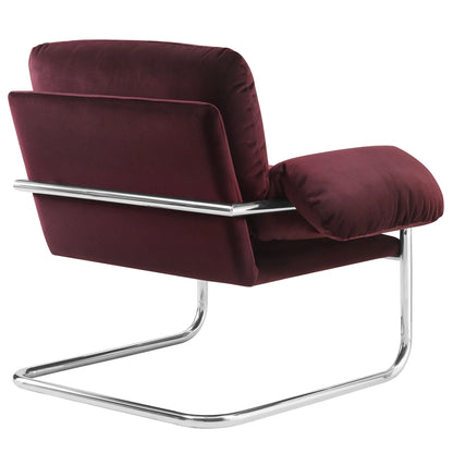 Accent Chair, Brown, Velvet, Living Room Lounge Cafe Lobby Hospitality Restaurant, Modern Contemporary, HB37765