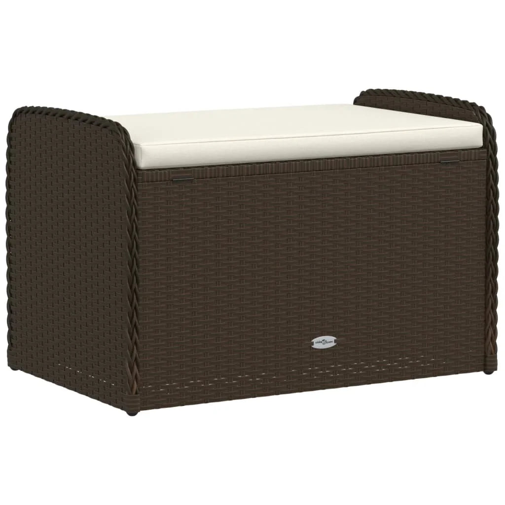 vidaXL Storage Bench with Cushion Outdoor Garden Seat Furniture Poly Rattan