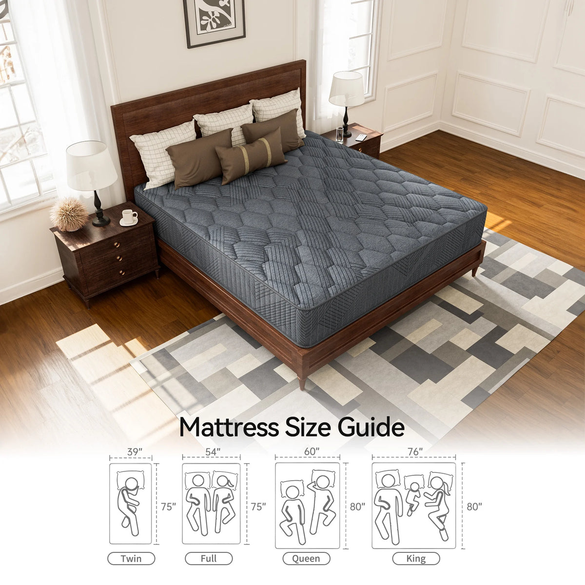 Babo Care Queen Hybrid Mattress, 12 inch Cooling-Gel Memory Foam and Individually Pocket Innerspring Mattress, CertiPUR-US Certified,Queen Size Mattress