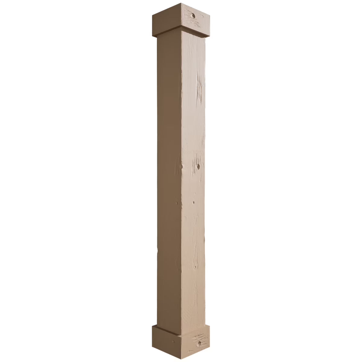 Ekena Millwork 18"W x 5'H Hand Hewn Endurathane Faux Wood Non-Tapered Square Column Wrap with Standard Capital & Base