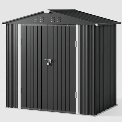 Lofka 6 x 4ft Shed and Outdoor Storage , Durable Metal Garden Shed  with Lockable Door, Weather-Resistant Steel Tool Shed for Backyard, Patio, Grey