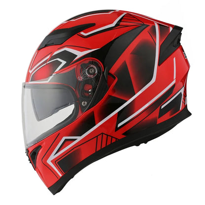 1Storm Motorcycle Modular Full Face Flip up Dual Visor Helmet + Spoiler + Motorcycle Bluetooth Headset: HJK316 Mechanic Red