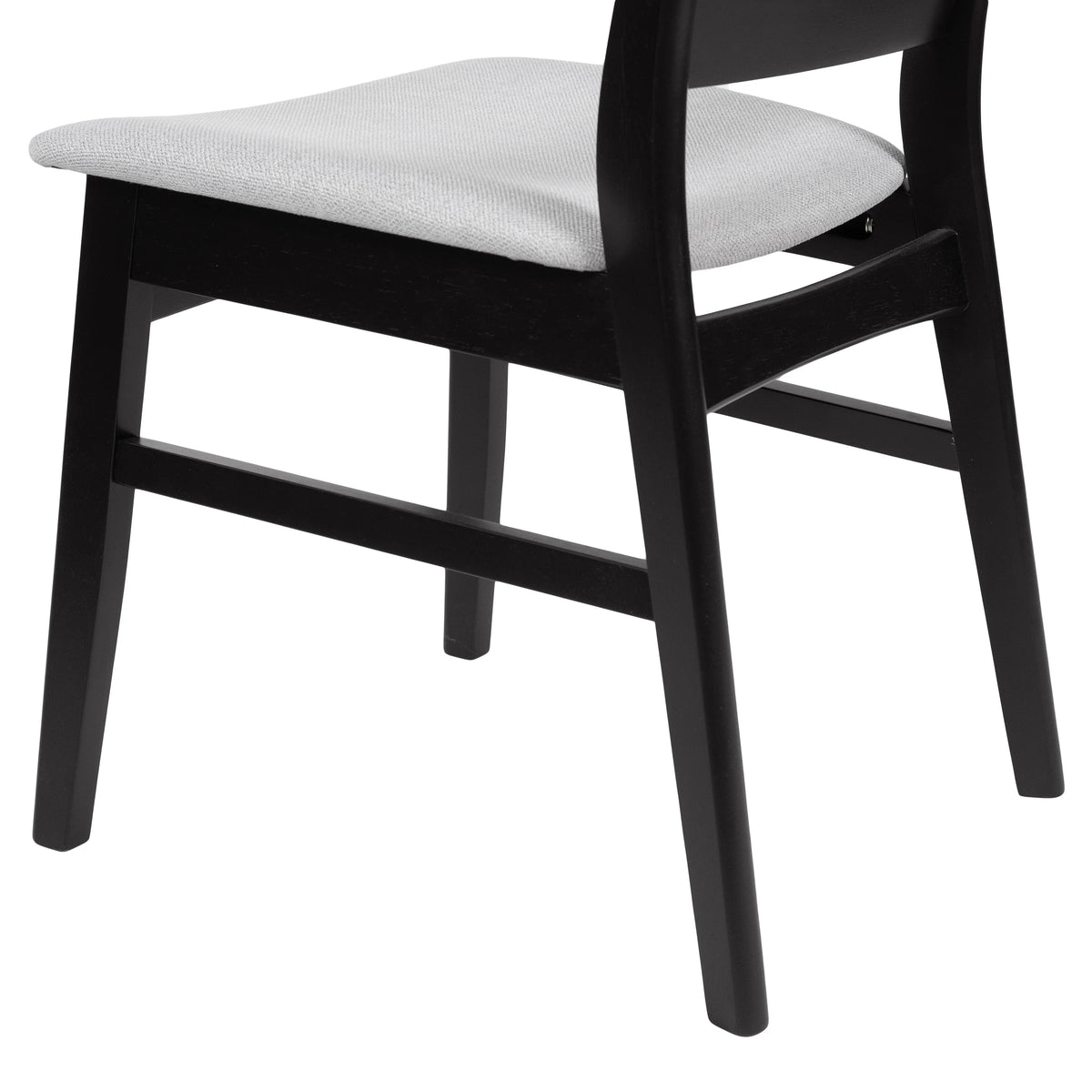GDFSTUDIO Mid Century Modern Fabric Upholstered Rubberwood Dining Chairs, Set of 2, Dark Gray and Walnut