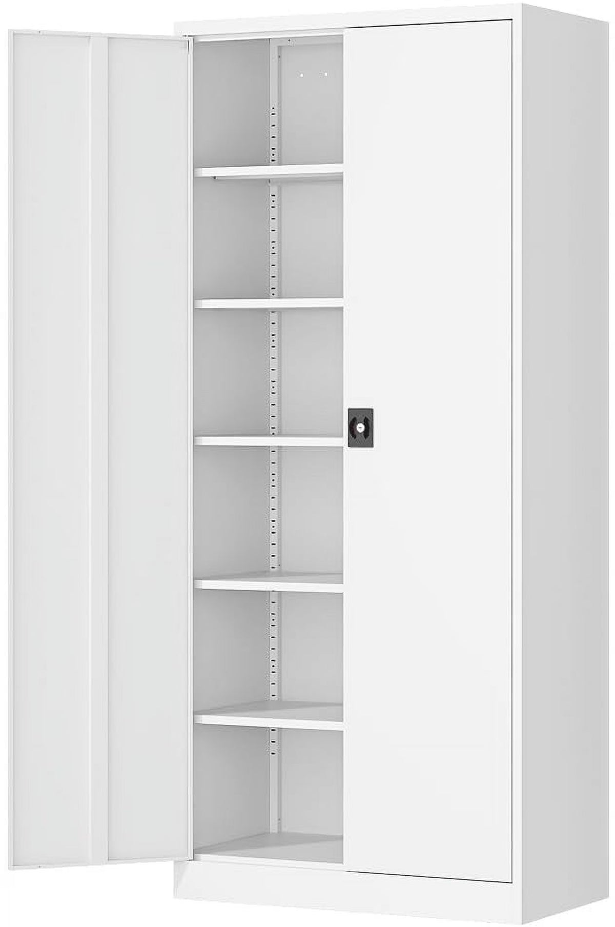 Fesbos Metal Garage Storage Cabinet,71" H Tall White Cabinet with 2 Doors and 5 Adjustbale Shelves,Lockable Tool Cabinet for Garage, Basement, Home Office