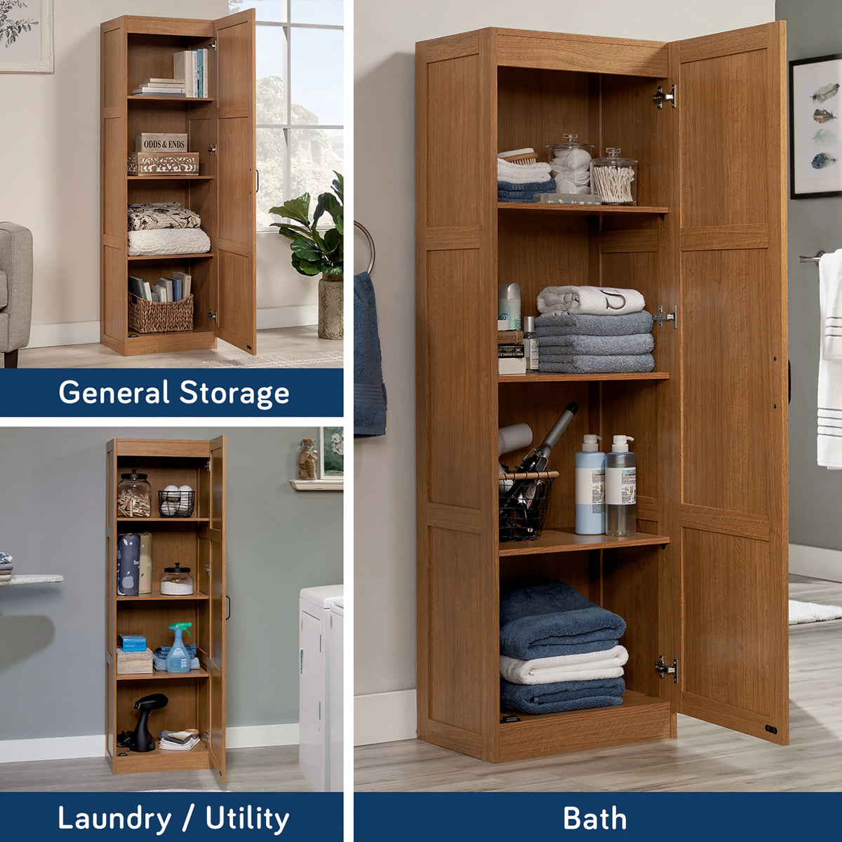 Sauder Select Storage Pantry, Highland Oak Finish
