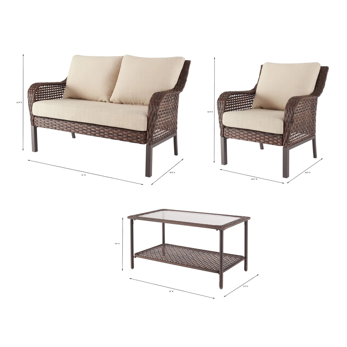 Mainstays Tuscany Ridge 4-Piece Conversation Set, Red